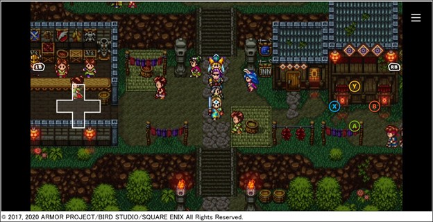 touch controls in Dragon Quest XI 2D mode with an enlarged D-pad and simplified controls