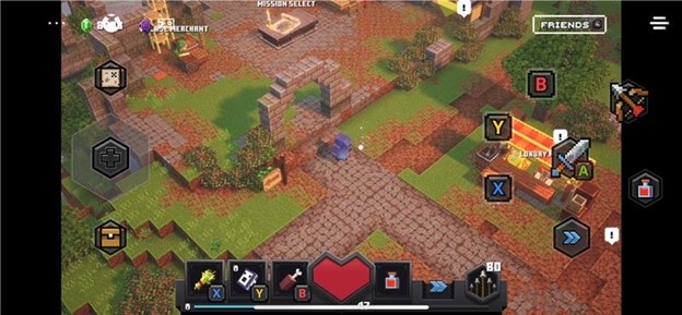 custom touch controls in Minecraft Dungeons being used alongside native touch interfaces